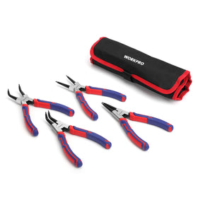WORKPRO 4-piece snap ring pliers set, complete kit for quick ring removal and installation.