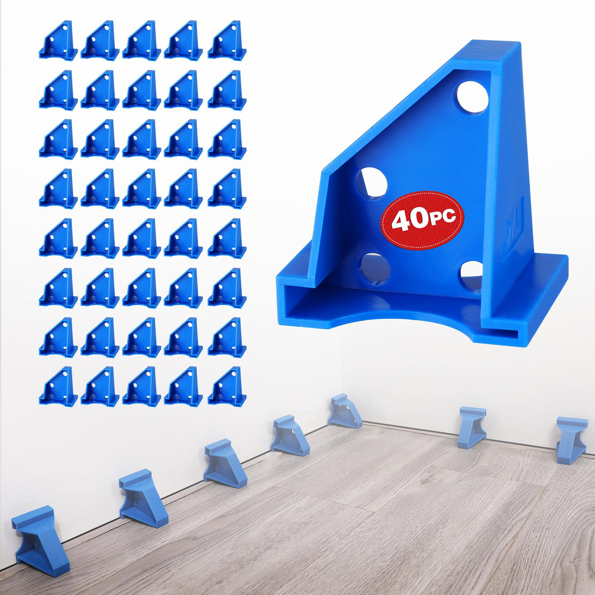 Workpro 40-pack spacers show 1/4in and 1/2in gaps for precise spacing.