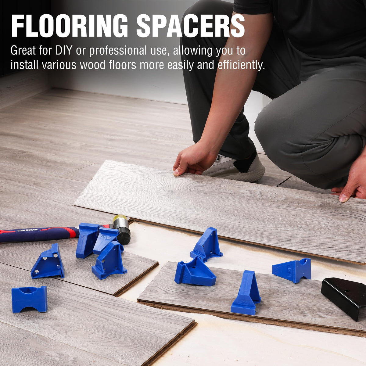 Workpro spacers are durable ABS plastic for repeated use.