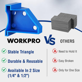 Workpro spacers offer quick installation and removal without nails or glue.
