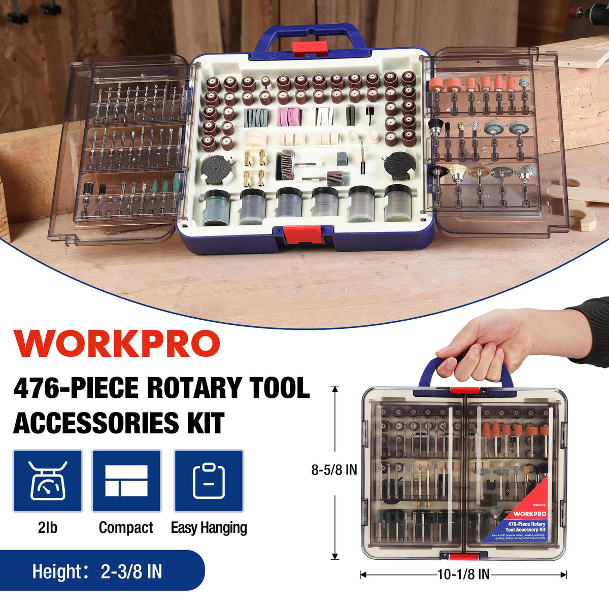 WORKPRO sanding papers and bands highlight smooth finishes for woodworking and crafts.