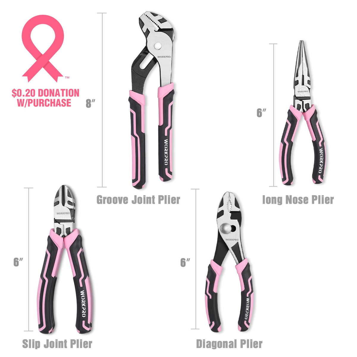 WORKPRO 4-Piece Pliers Set diagonal cutting pliers for clean wire cuts