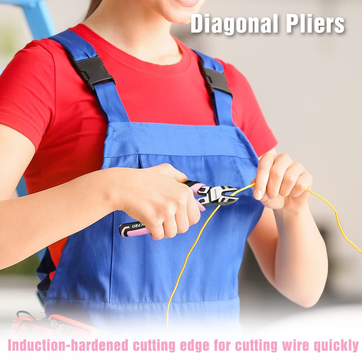 WORKPRO 4-Piece Pliers Set displayed on a workbench for professional use