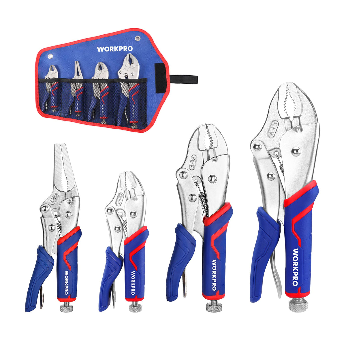 WORKPRO 5-1/2-inch curved jaw locking pliers provide secure grip in tight spaces
