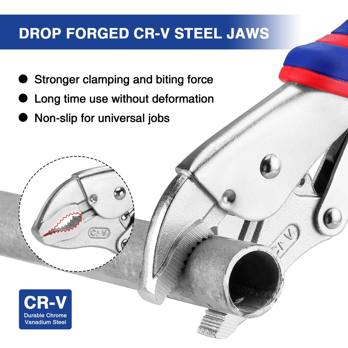 WORKPRO 7-inch curved jaw locking pliers deliver strong clamping with one-handed release