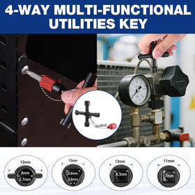 WORKPRO includes 4-way utility key compatible with common cabinets