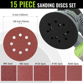 WORKPRO 5-Inch Sander with 2.5-Amp motor delivers steady power for wood finishing tasks