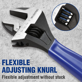 WORKPRO 10-inch adjustable wrench with wide jaw capacity