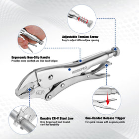 WORKPRO 10-inch curved jaw locking pliers offering strong leverage