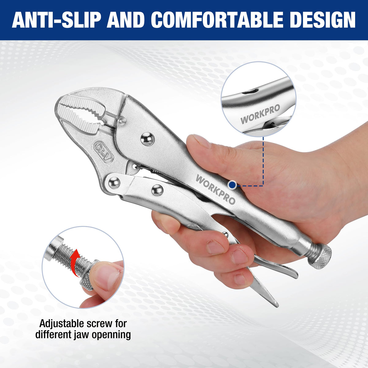 WORKPRO 6-1/2-inch long nose locking pliers reach tight spaces