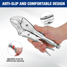 WORKPRO 6-1/2-inch long nose locking pliers reach tight spaces