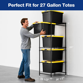 WORKPRO 5-Tier Tote Storage Rack side view shows sturdy steel frame for reliability.