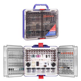 WORKPRO 530-piece rotary tool kit case with organized accessories for easy setup