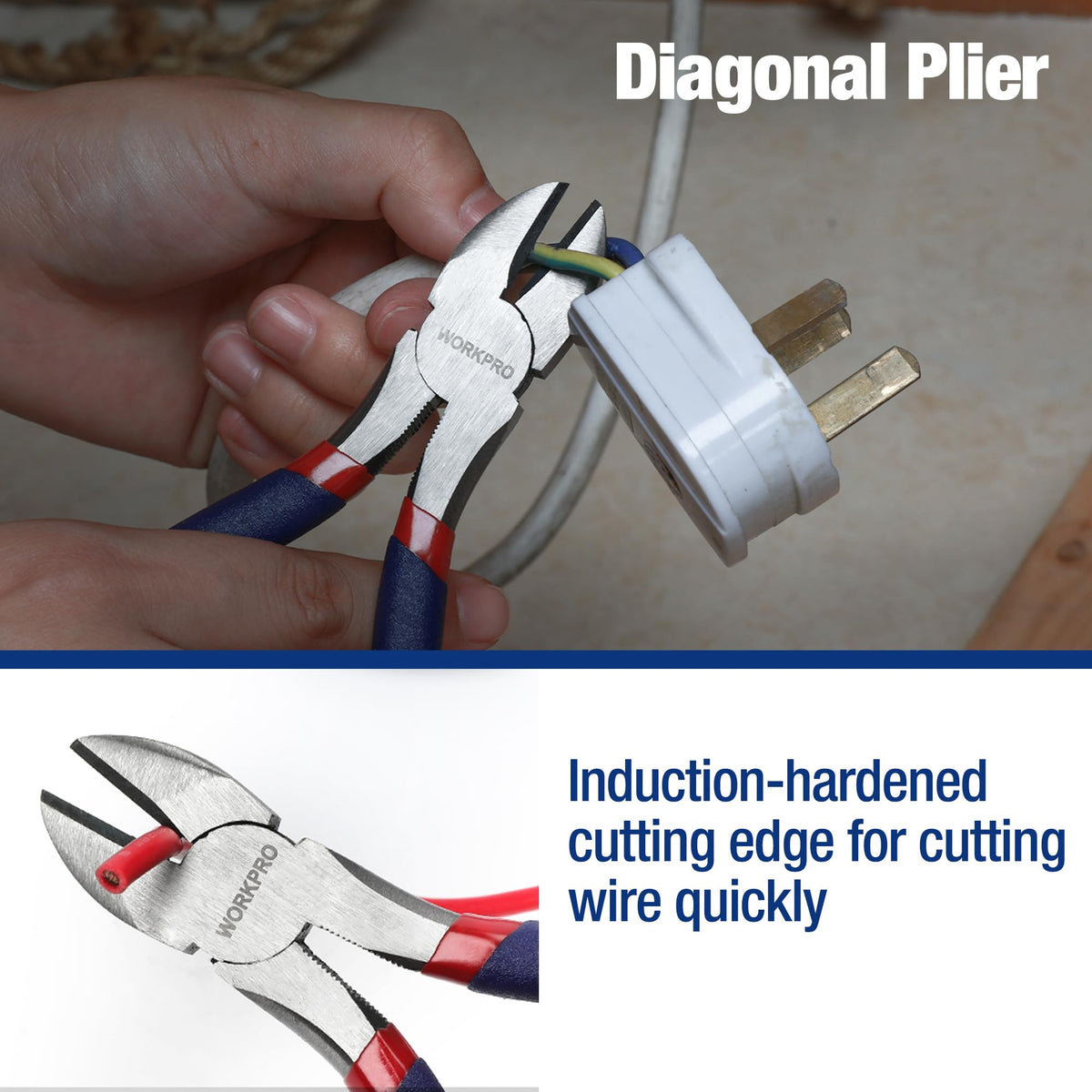 WORKPRO 6-inch diagonal pliers close-up for clean cuts