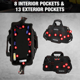 WORKPRO 600D polyester construction delivers durable, long-lasting performance.