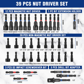 WORKPRO 65mm metric magnetic nut drivers for quick, secure bit alignment