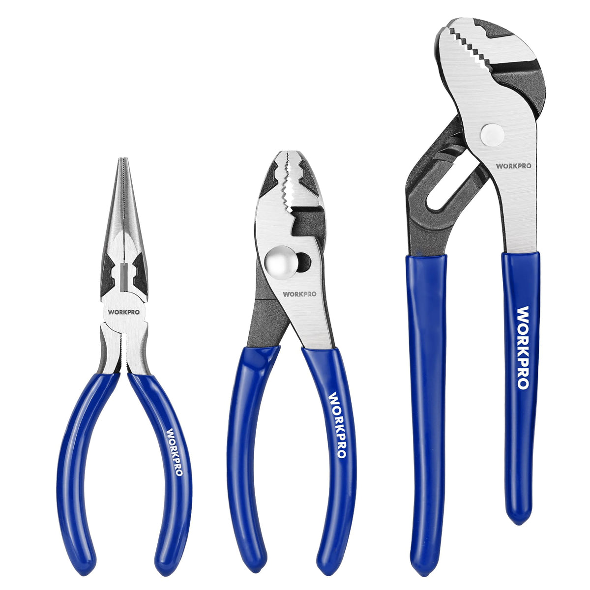 WORKPRO 6-inch needle-nose pliers reaching into tight space for precise work