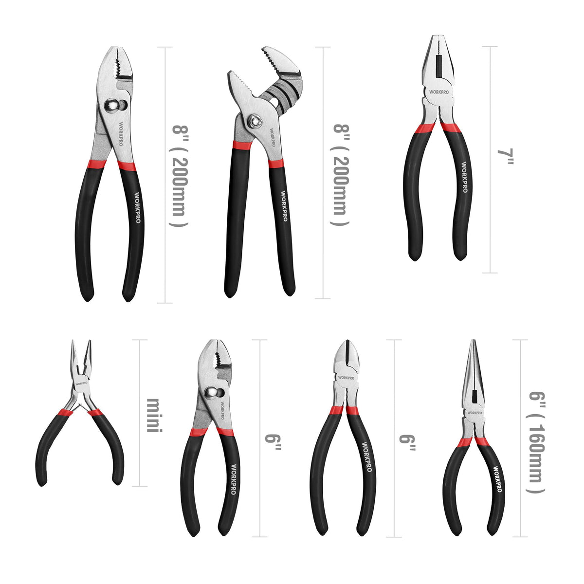WORKPRO 8-inch slip joint pliers in use for adjustable grip in tight spaces.