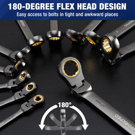 Close-up of 72-tooth ratchet and 5-degree swing for precise torque