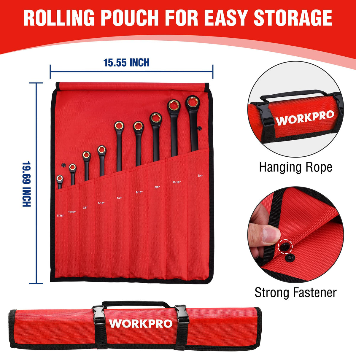 WORKPRO 72-tooth ratcheting gear for smoother fastener turns in tight spaces.