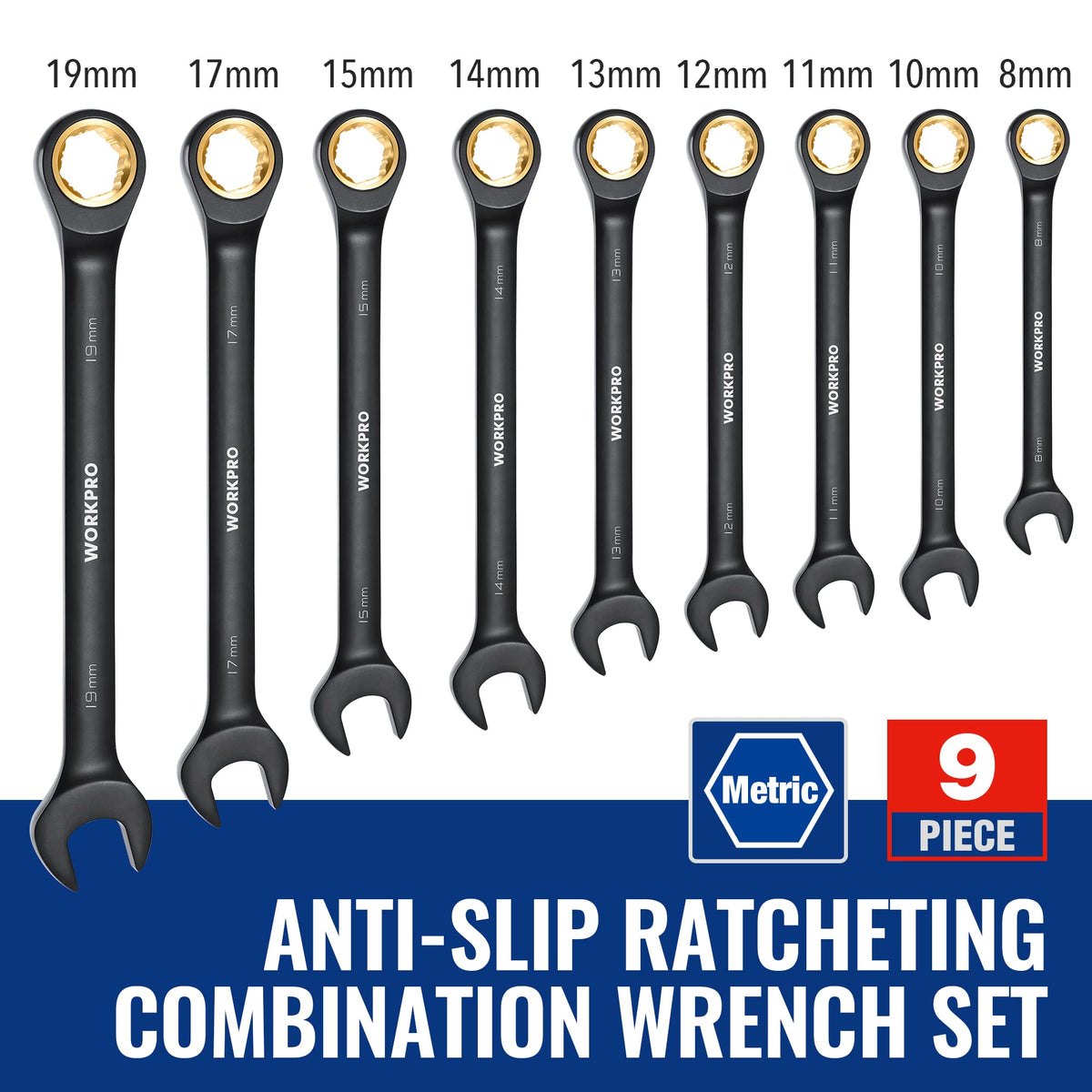 WORKPRO 72-tooth ratcheting system enables smooth operation in tight spots