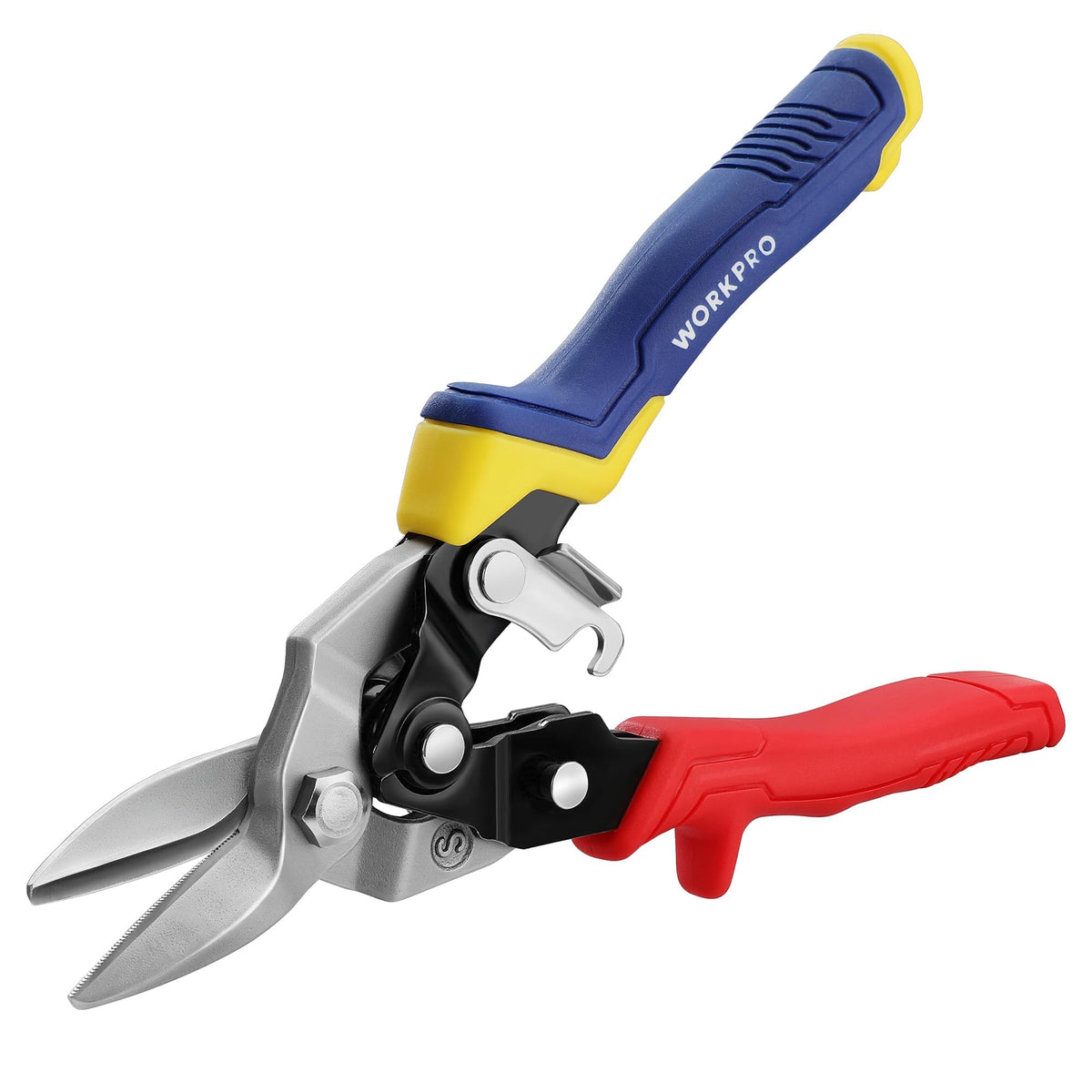WORKPRO 8-inch aviation snips for precise metal cutting.