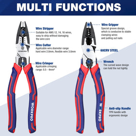 WORKPRO 8-inch linesman pliers wire stripping feature delivers clean, damage-free stripping