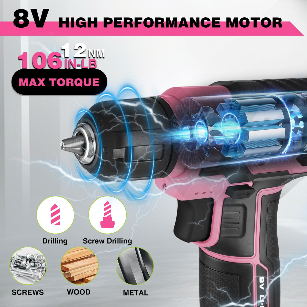 WORKPRO 8V 2000mAh battery delivers steady power