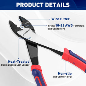 WORKPRO 9.5-inch cutter-crimper grips and crimps terminals with ease.