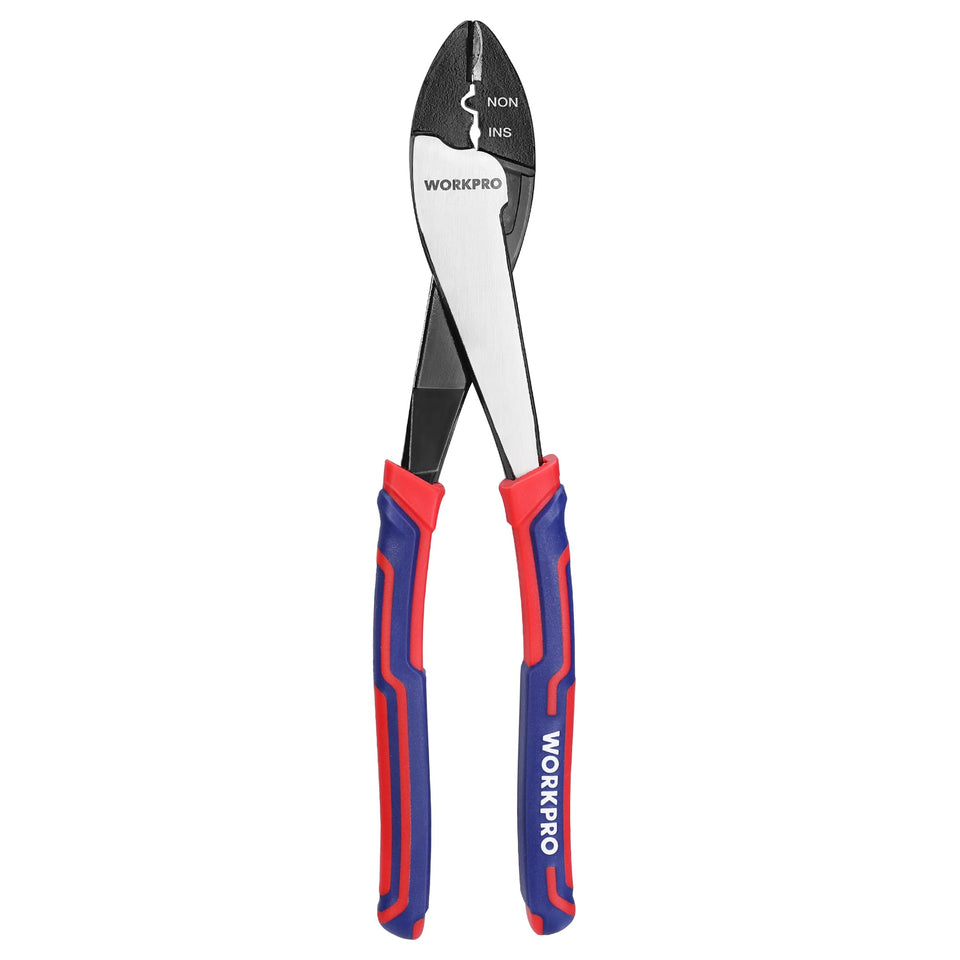 WORKPRO 9.5-inch wire cutter in front view for versatile terminations.