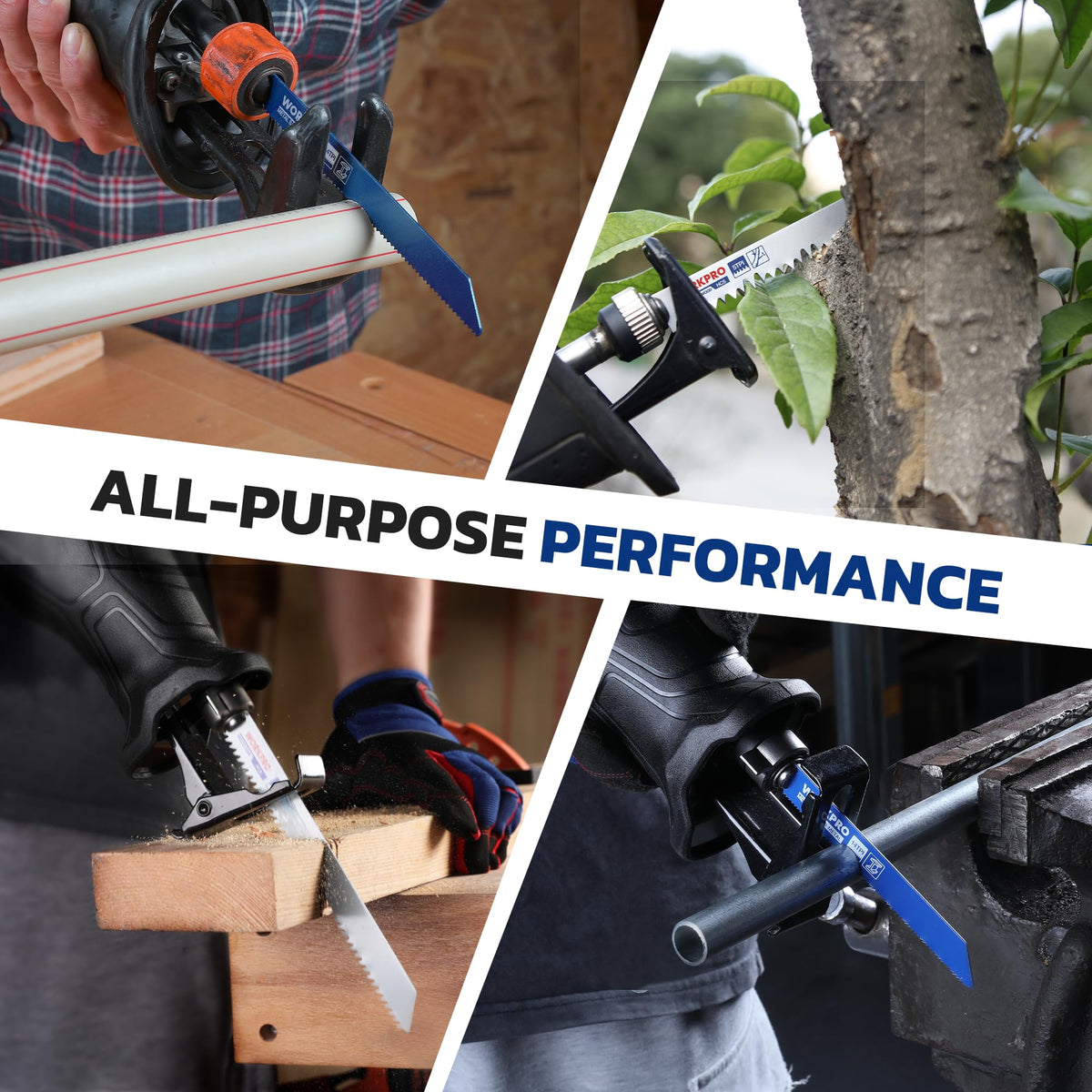 WORKPRO 9-inch wood blades 3TPI for deep wood cuts and longer strokes.