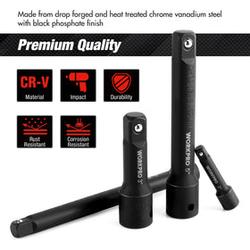 WORKPRO 9pc extension bar 6in 1/4 drive extending reach to bolts