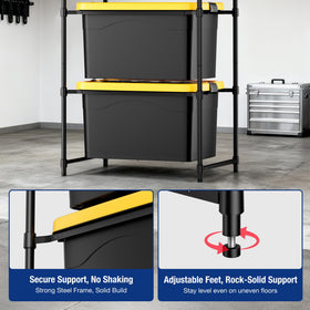 WORKPRO adjustable feet keep the rack level on uneven floors.