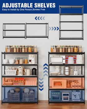 WORKPRO adjustable shelves enable versatile configurations for tall bins or boxes.