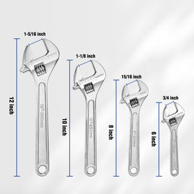 WORKPRO 8-inch adjustable wrench showing rugged I-beam construction