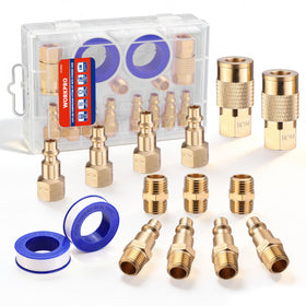 WORKPRO air hose fitting kit case on display for organized storage and quick access.