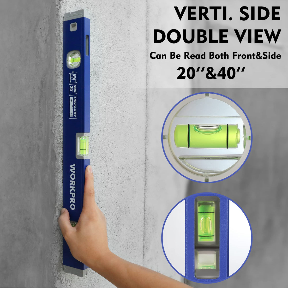 Workpro aluminum alloy level with durable frame and end caps