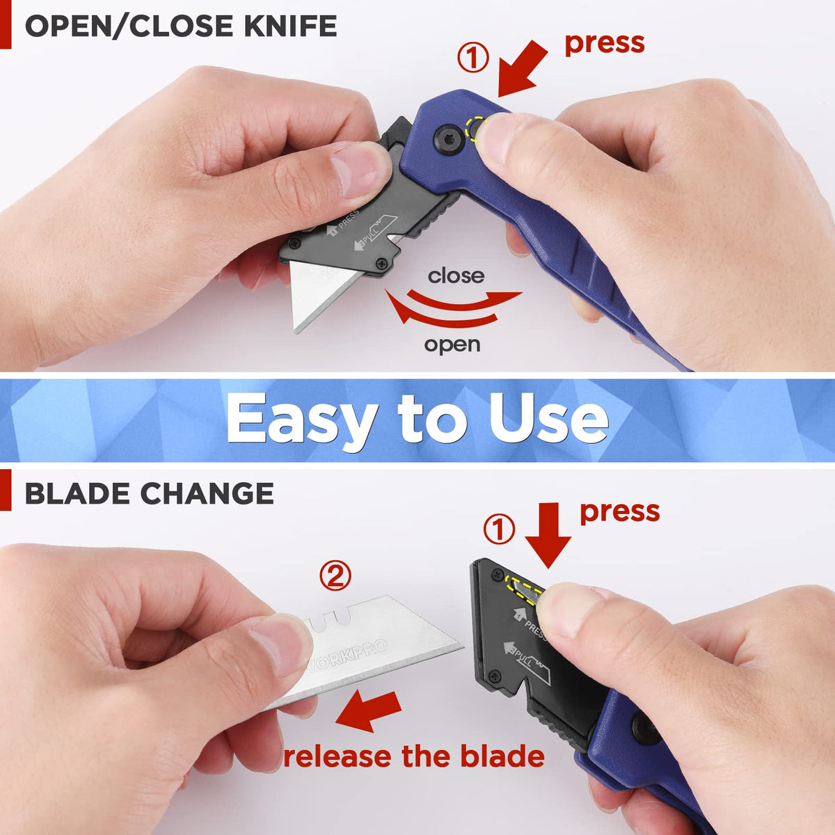 WORKPRO aluminum die cast handle proves rugged daily use.