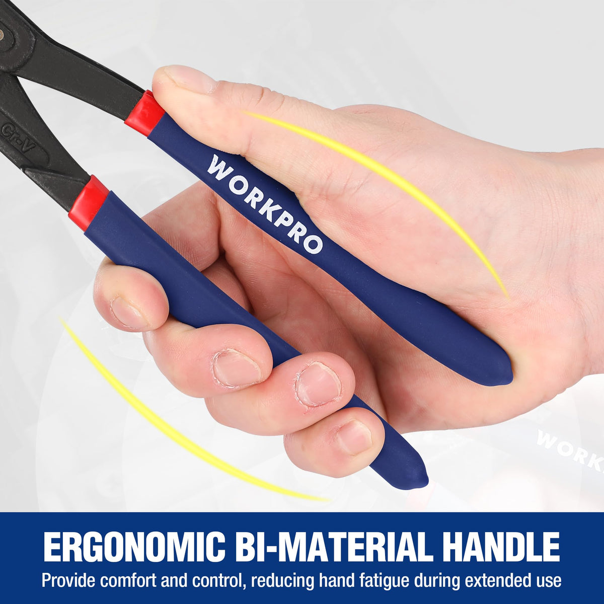 WORKPRO angled teeth bite into pipes, rods, and fasteners for strong hold.