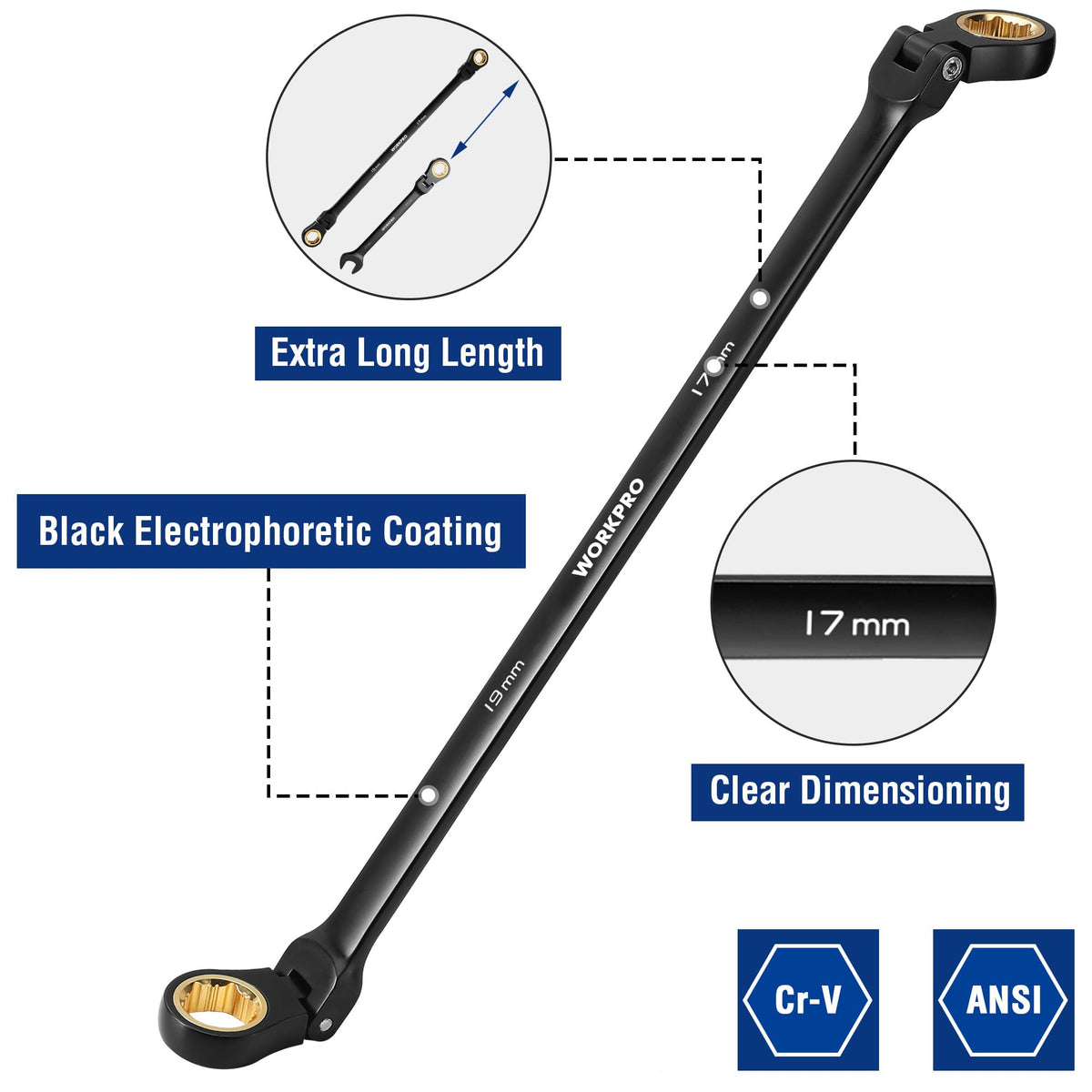 Long anti-slip wrenches offer improved grip and leverage