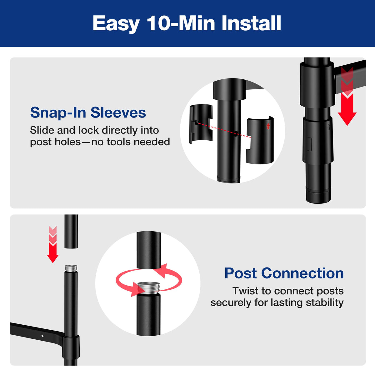 WORKPRO anti-tip hardware on tote rack enhances stability.