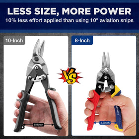 WORKPRO aviation tin snips right-cut 8in enables clean right-side metal cuts.