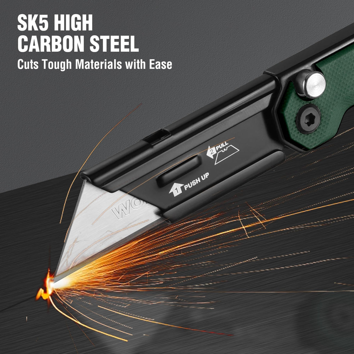 WORKPRO axis lock folding knife demonstrates secure one-handed operation