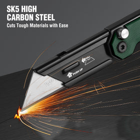 WORKPRO axis lock folding knife demonstrates secure one-handed operation