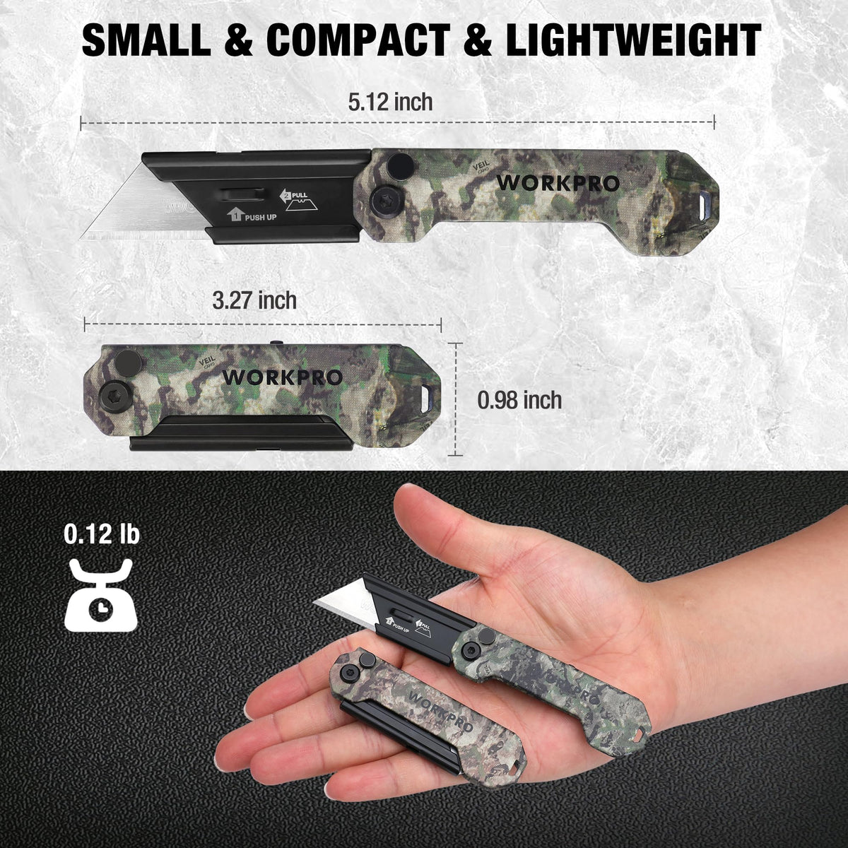 WORKPRO axis-lock quick-open folding knife demonstrates smooth one-handed blade deployment.