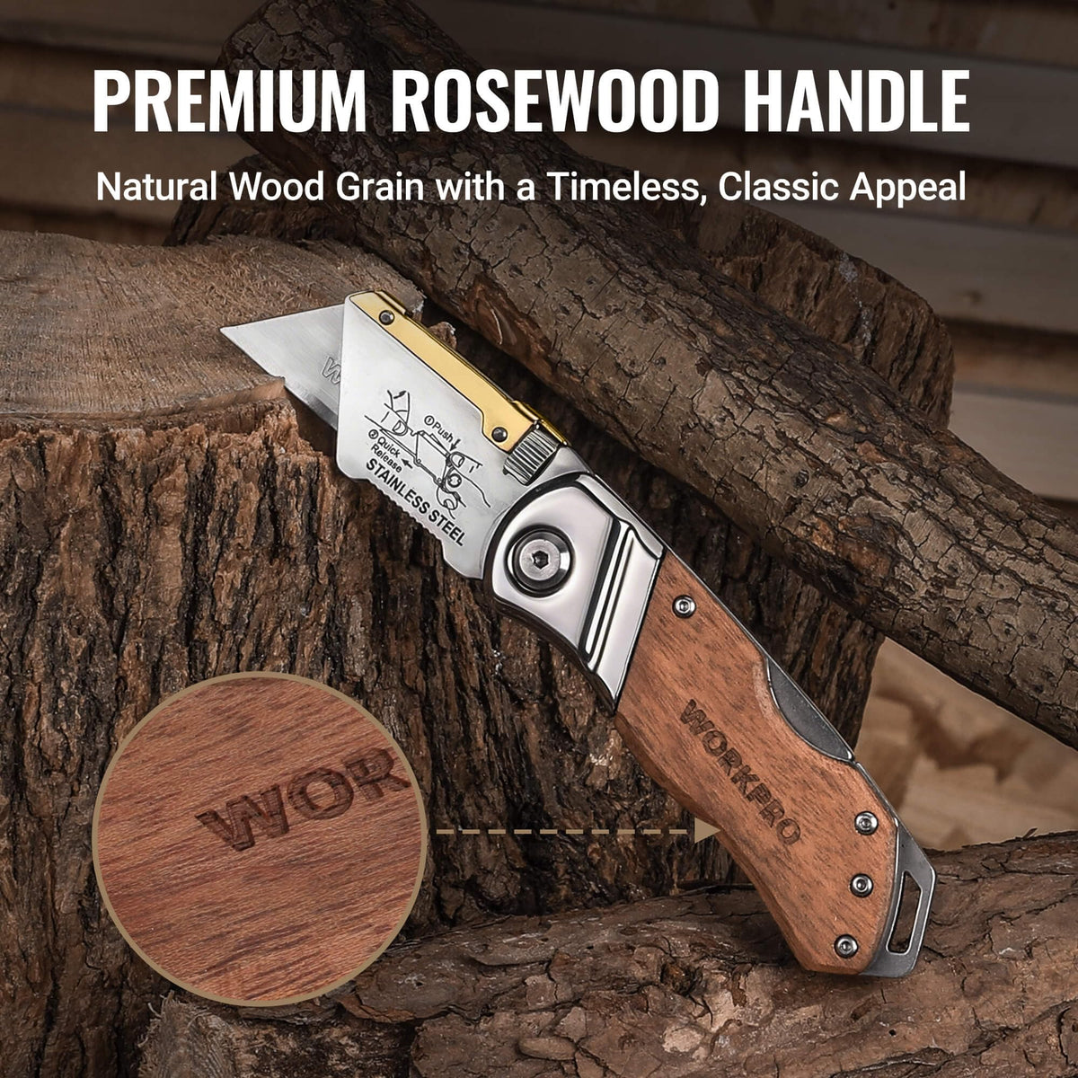 WorkPro back-lock design keeps the blade secure during cutting.
