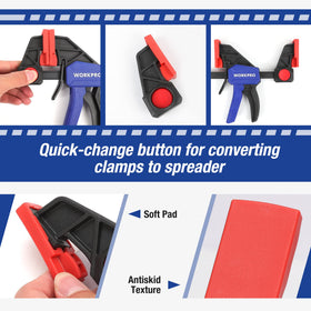 WORKPRO clamp pad detail shows replaceable non slip texture