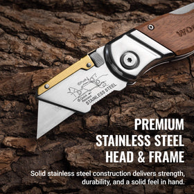 WorkPro belt-clip folding knife is easy to carry on a belt or pocket.