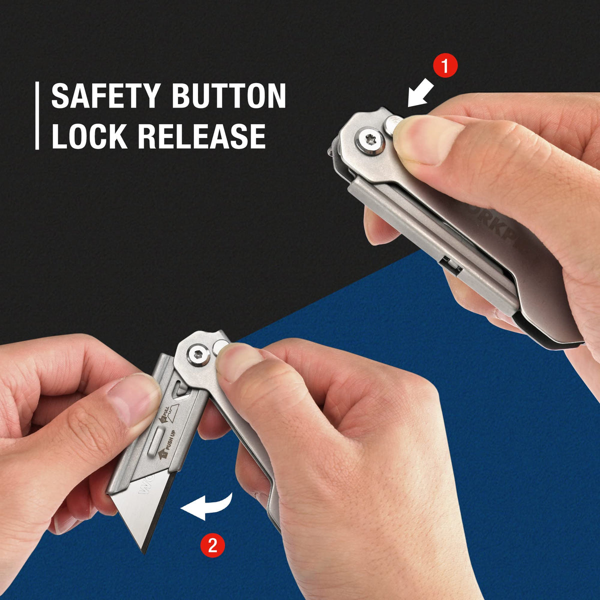 WORKPRO belt-clip pocket knife demonstrates secure carry for on-the-go tasks.