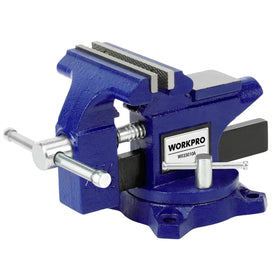 WORKPRO bench vise 4-1/2 inch jaws securely grip wood pieces for precise setup